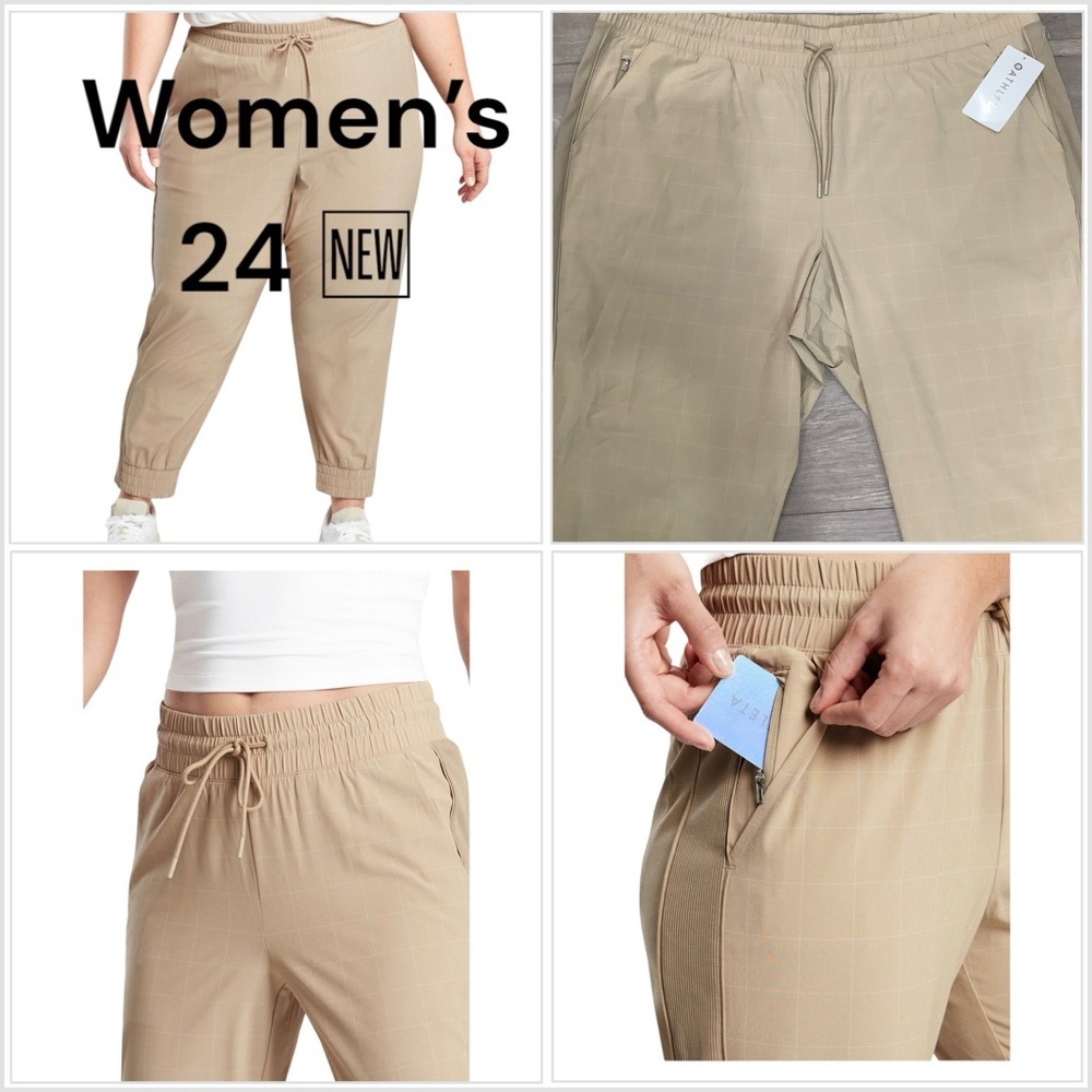 Women’s Athleta 24 Brooklyn Comfortable Joggers Pants Windowpane Ankle Stretch